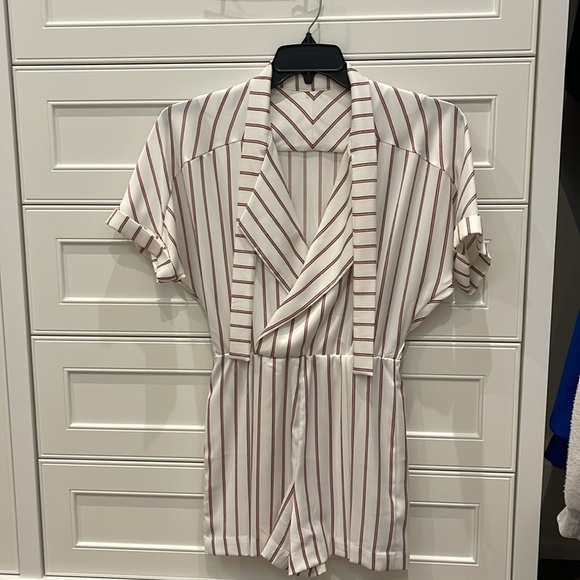 MAJE Imaly Rayure striped satin short playsuit size 1 - Picture 2 of 10